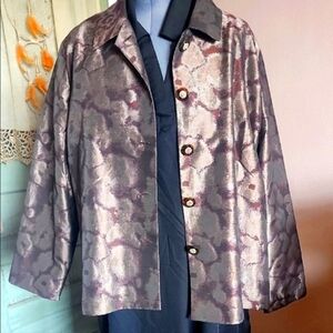 Drapers & Damon's Chic Metallic Neutral Floral Patterned Women's Blazer